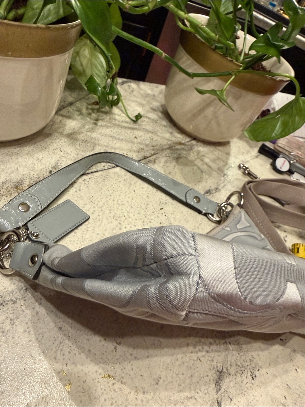Coach 19435 Signature Jacquard Shoulder/Crossbody Bag – Gray/Silver - Picture 6 of 9